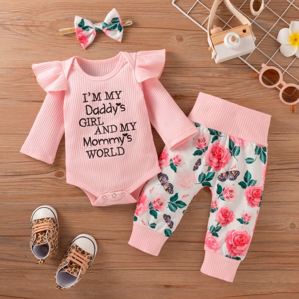 Baby Girl Floral Outfit 3 - piece set - Baby Bubble Store